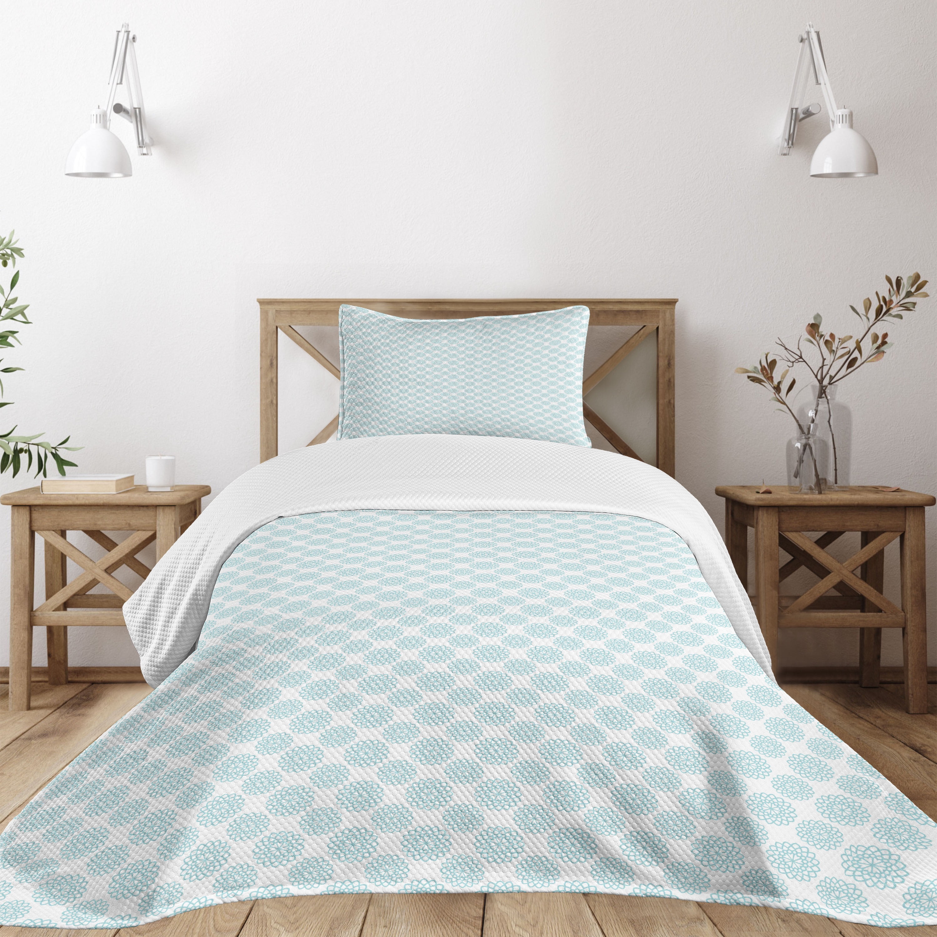 White Quilted Twin Bedspread Set for Kids