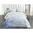 thumbnail image 1 of Ambesonne Pale Blue Quilted Bedspread Set 3 Pcs, Abstract Floral Curl, Queen Size, Violet Blue Pale Blue, 1 of 3