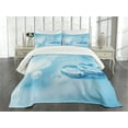 thumbnail image 1 of Ambesonne Pale Blue Quilted Bedspread Set 3 Pcs, Wedding Rings Pearls, King Size, Pale Blue White, 1 of 5