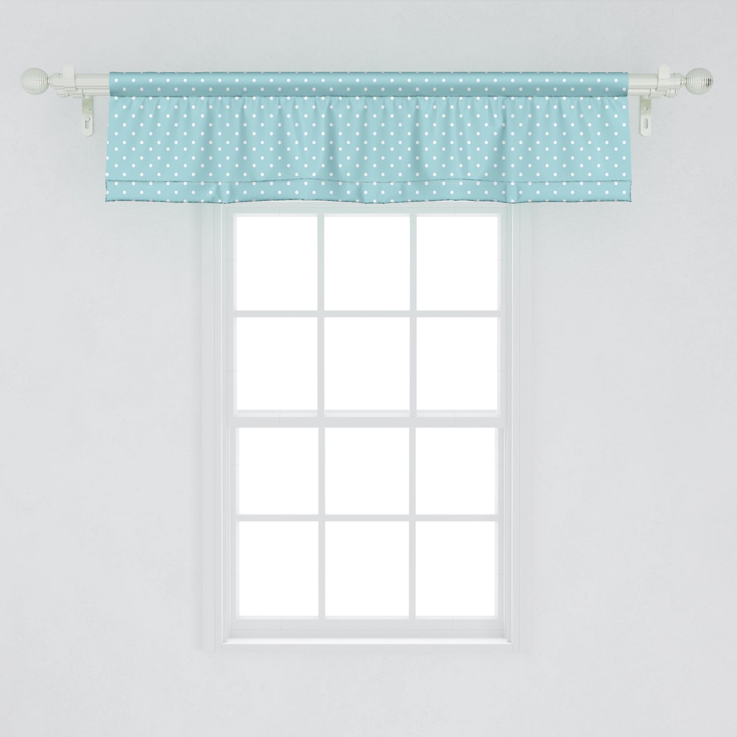 Ambesonne Pale Blue Window Valance, Classic Polka Dots Vintage Design
