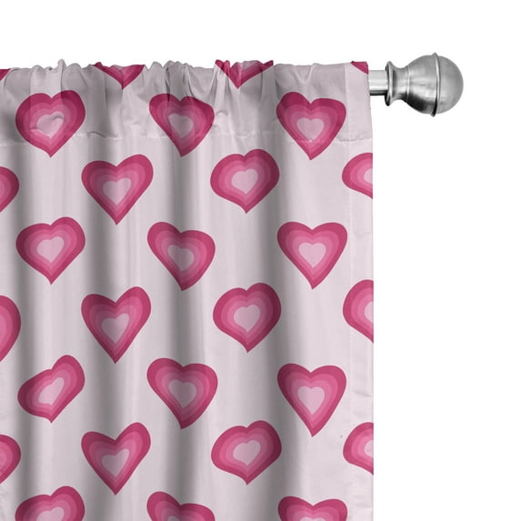 Ambesonne Pale Pink Curtains, Hearts Cartoon, Pair of 28"x84", Magenta Pale Pink