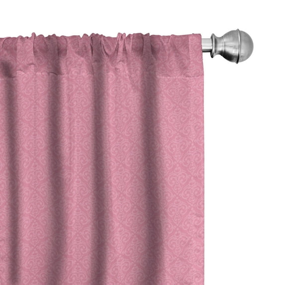 Ambesonne Pale Pink Curtains, Rococo Style Damask, Pair of 28"x95", Pink Pale Pink