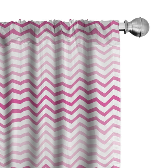 Ambesonne Pale Pink Curtains, Twisted Parallel Lines, Pair of 28"x63", Magenta White