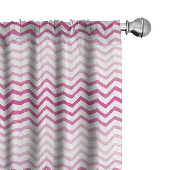 Ambesonne Pale Pink Curtains, Twisted Parallel Lines, Pair of 28"x95", Magenta White