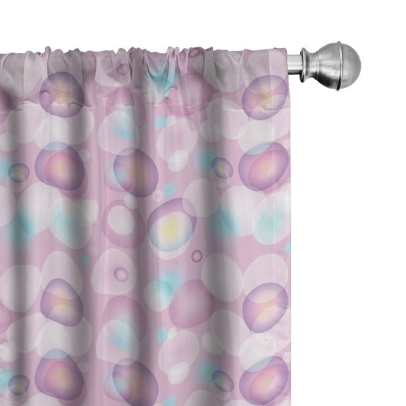Ambesonne Pale Pink Curtains, Vibrant Color Bubbles, Pair of 28"x84", Blue Violet Pale Pink