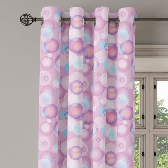Ambesonne Pale Pink Grommet Curtain Single Panel, Vibrant Color Bubbles, 50"x60", Blue Violet Pale Pink