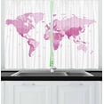 thumbnail image 1 of Ambesonne Pale Pink Kitchen Curtains, World Map Continents, 55"x45", White Pale Pink, 1 of 1