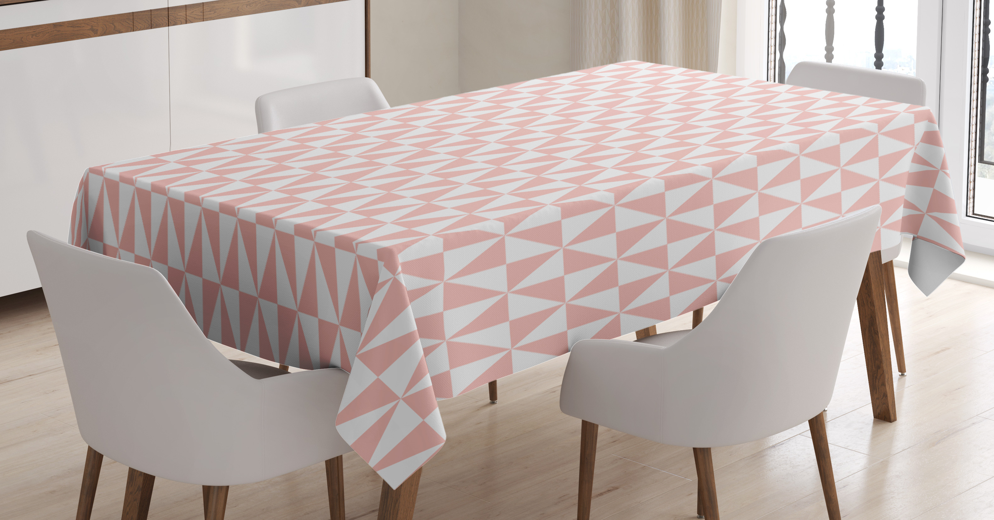 Pink Tablecloth Pattern Ambesonne Pale Pink Tablecloth Rectangular Table Cover, Geometric ...