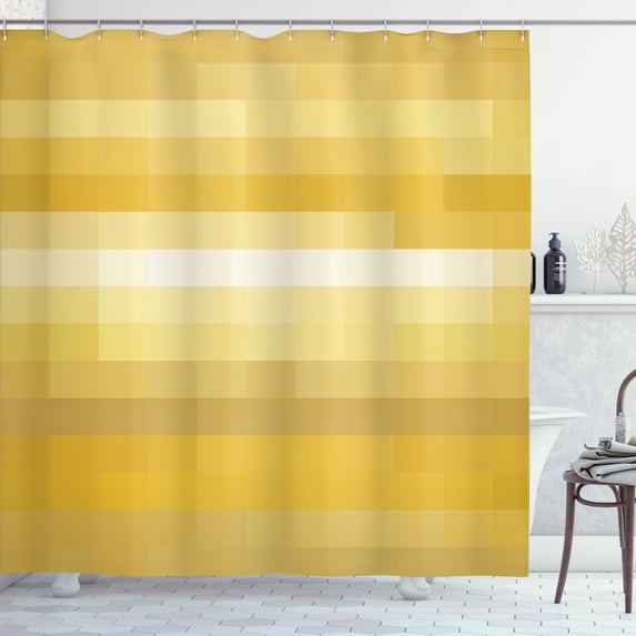 Ambesonne Palette Shower Curtain, Vortex Swirls Pattern Art, 69"Wx75"L, Mustard White