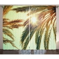 thumbnail image 1 of Ambesonne Palm Leaf Curtains 2 Panel Set, Sunbeams Tree Retro, 108" x 90", Green Orange, 1 of 3