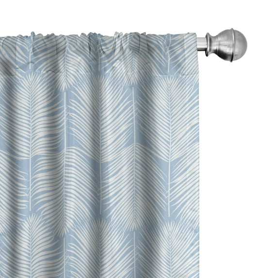 Ambesonne Palm Leaf Curtains, Blue Tropic Leaves Exotic, Pair of 28"x95", Pale Blue White