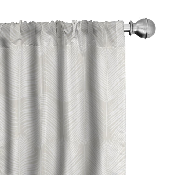 Ambesonne Palm Leaf Curtains, Eggshell Leaves Exotic, Pair of 28"x84", Eggshell White