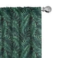 thumbnail image 1 of Ambesonne Palm Leaf Curtains, Fresh Hawaii Summer, Pair of 28"x84", Dark Green Black, 1 of 5