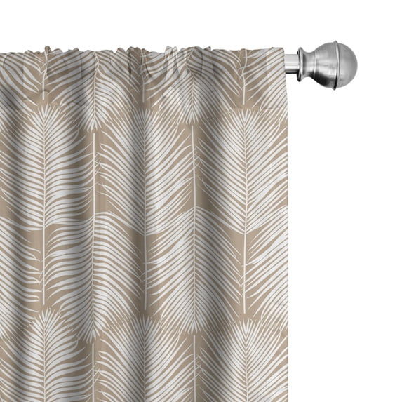 Ambesonne Palm Leaf Curtains, Pale Brown Leaves Exotic, Pair of 28"x63", Pale Brown White