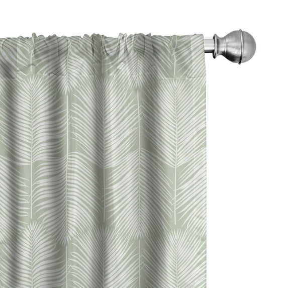 Ambesonne Palm Leaf Curtains, Pale Green Leaves Exotic, Pair of 28"x95", Pale Green White