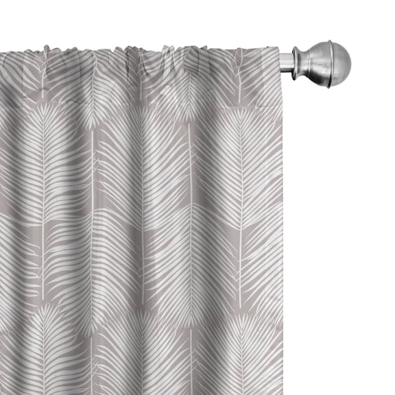 Ambesonne Palm Leaf Curtains, Warm Taupe Leaves Exotic, Pair of 28"x63", Warm Taupe White
