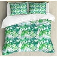 thumbnail image 1 of Ambesonne Palm Leaf Duvet Cover Sets, Exotic Fantasy Jungle, 2-King, Forest Green Lime Green, 1 of 7