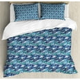 thumbnail image 1 of Ambesonne Palm Leaf Duvet Cover Sets, Tropical Nature Exotic, 2-Queen, Turquoise Navy Blue, 1 of 7
