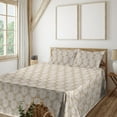 thumbnail image 1 of Ambesonne Palm Leaf Fitted & Flat Sheet with Shams 4 Pcs Set, Pale Brown Leaves Exotic, Calking, Pale Brown White, 1 of 5