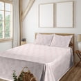 thumbnail image 1 of Ambesonne Palm Leaf Fitted & Flat Sheet with Shams 4 Pcs Set, Rose Tropic Leaves Exotic, Calking, Rose and White, 1 of 5