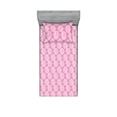 thumbnail image 1 of Ambesonne Palm Leaf Fitted Sheet & Pillow Sham Set, Pink Tropic Leaves Exotic, Twin, Pink and White, 1 of 2