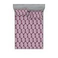 thumbnail image 1 of Ambesonne Palm Leaf Fitted Sheet & Pillow Sham Set, Plum Tropic Leaves Exotic, Full, Plum and White, 1 of 2