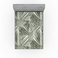 thumbnail image 1 of Ambesonne Palm Leaf Fitted Sheet, Vintage Hawaii Pattern, Queen Size, Taupe Sage Green, 1 of 5