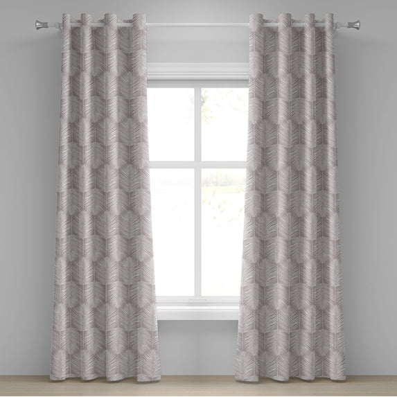 Ambesonne Palm Leaf Grommet Curtain, Warm Taupe Leaves Exotic, 50"x96", Warm Taupe White