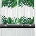 thumbnail image 1 of Ambesonne Palm Leaf Kitchen Curtains, Forest Leaves Frame, 55"x45", Hunter Green, 1 of 1