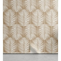 Ambesonne Palm Leaf Peel & Stick Wallpaper for Home, Pale Brown Leaves Exotic, 13"x36", Pale Brown White