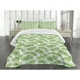 thumbnail image 1 of Ambesonne Palm Leaf Quilted Bedspread Set 3 Pcs, Exotic Tree Hawaiian, Queen Size, Fern Green, 1 of 5