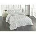 thumbnail image 1 of Ambesonne Palm Leaf Quilted Bedspread Set 3 Pcs, Grey Tropic Leaves Exotic, King, Grey and White, 1 of 4