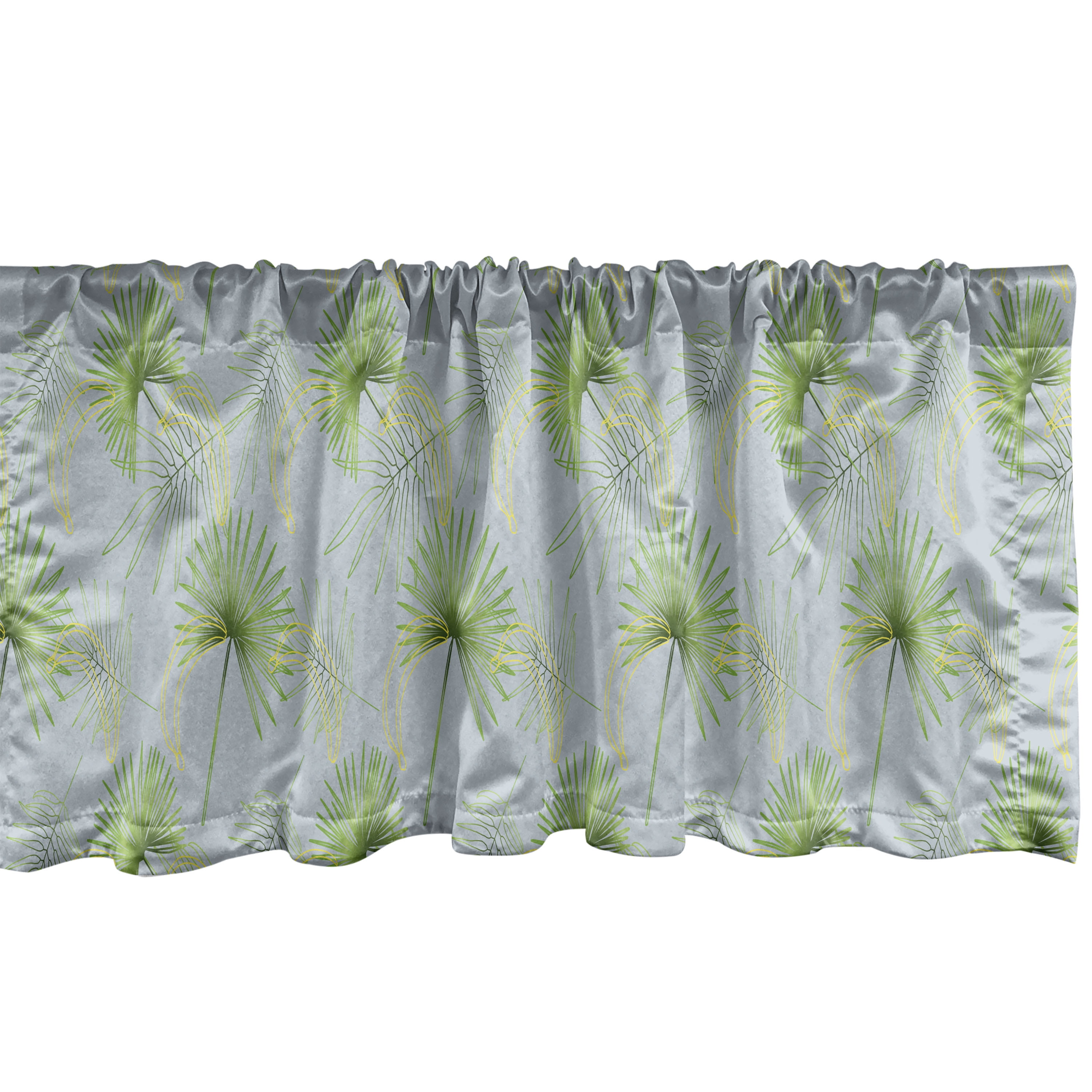 Lime Green Jungle Scene Satin Rod Pocket Valance