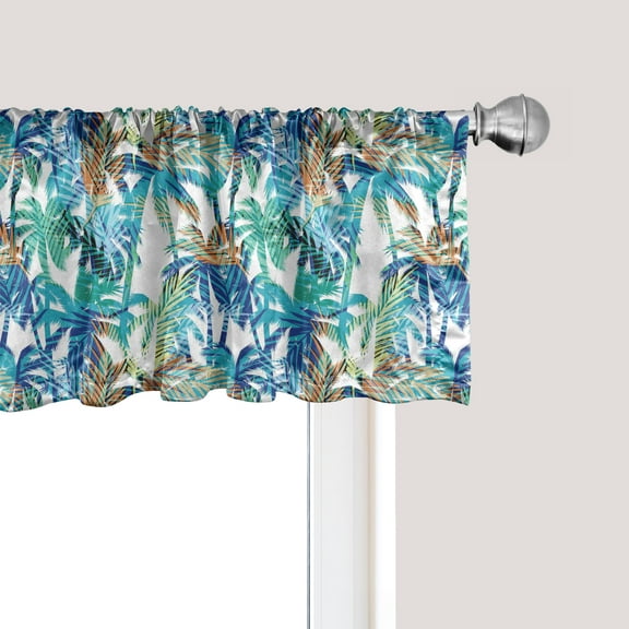 Ambesonne Palm Leaf Window Valance, Abstract Nature Dream, 42" x 12", Blue Mint Green Orange