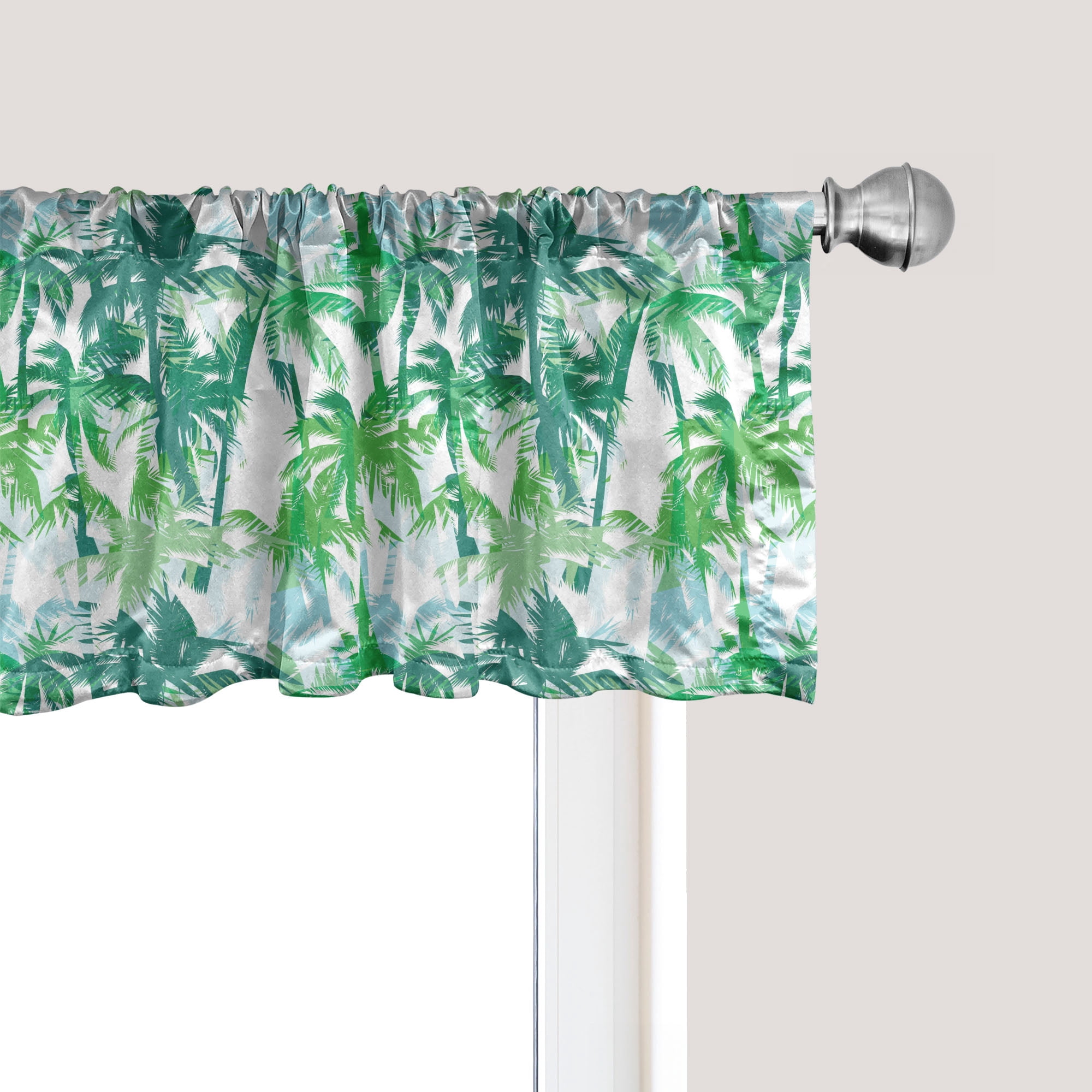 Ambesonne Palm Leaf Window Valance, Exotic Fantasy Jungle, 54