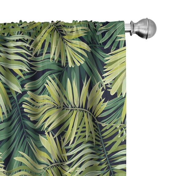 Ambesonne Palm Leaves Curtains, Tropical Greenery Print, Pair of 28"x95", Emerald Apple Green