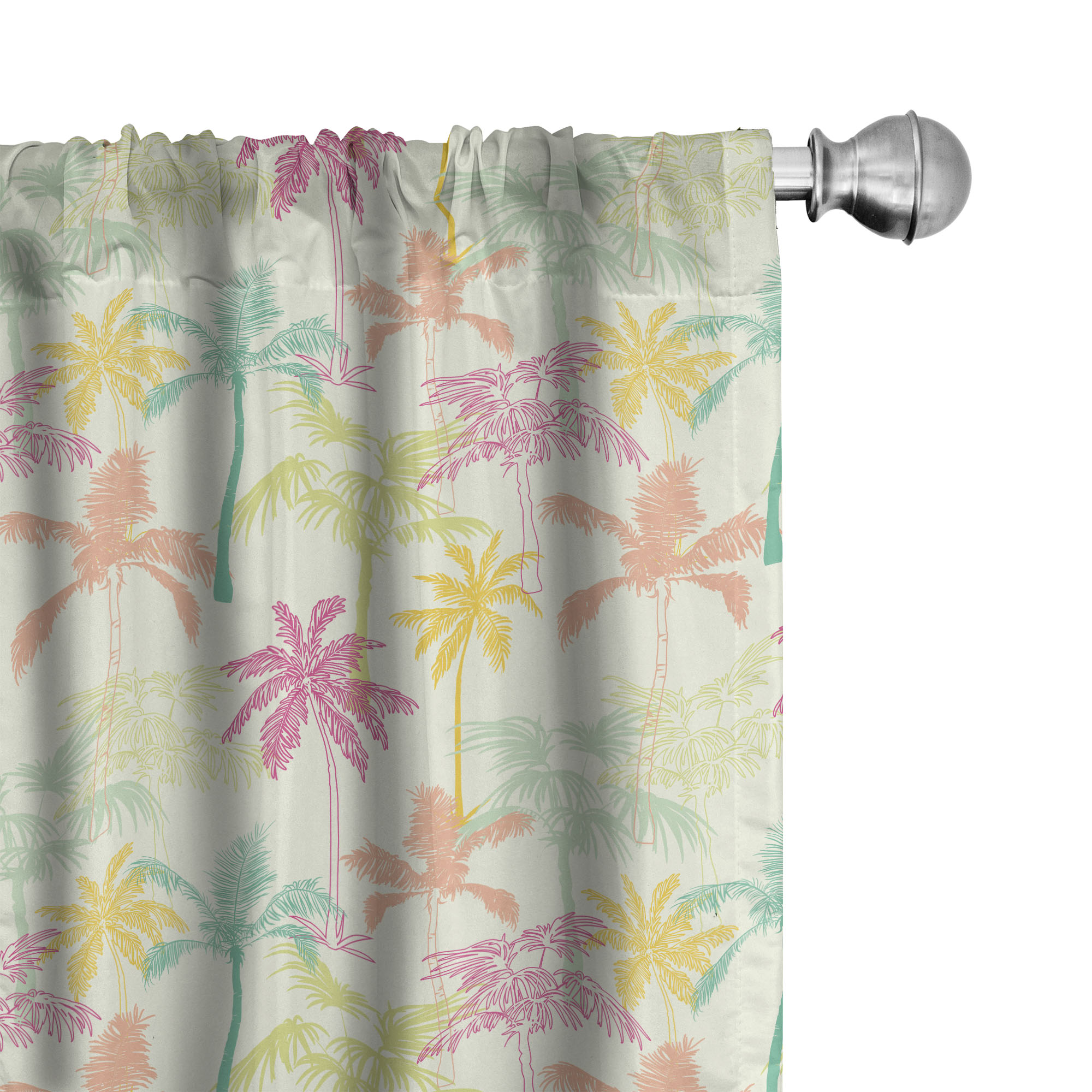 Ambesonne Palm Tree Curtains, Silhouettes in Color, Pair of 28