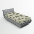 thumbnail image 1 of Ambesonne Palm Tree Fitted Sheet 2 Pcs Set, Vintage Tropical, Twin, Pale Khaki and Dark Grey, 1 of 3