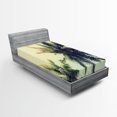 thumbnail image 1 of Ambesonne Palm Tree Fitted Sheet, Caribbean Coastline Ocean, Twin XL Size, Pale Yellow Green Brown, 1 of 2