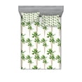 thumbnail image 1 of Ambesonne Palm Tree Fitted Sheet & Pillow Sham Set, Forest in Watercolors, Calking, Green Cocoa and White, 1 of 2