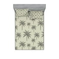 thumbnail image 1 of Ambesonne Palm Tree Fitted Sheet & Pillow Sham Set, Vintage Tropical, Calking, Pale Khaki and Dark Grey, 1 of 2