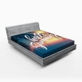thumbnail image 1 of Ambesonne Palm Tree Fitted Sheet, Tropic Paradise Beach, Full Size, Blue and Orange, 1 of 2