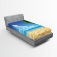 thumbnail image 1 of Ambesonne Palm Tree Fitted Sheet, Tropical Leaves Beach, Twin Size, Cream and Navy Green, 1 of 3