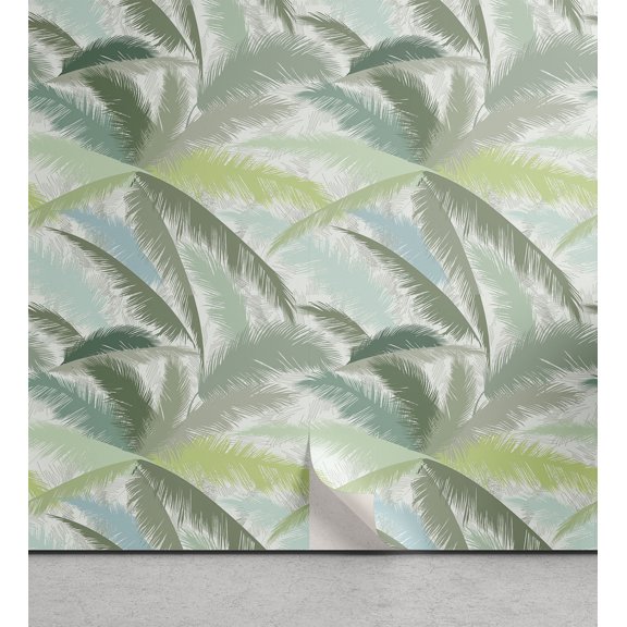 Ambesonne Palm Tree Peel & Stick Wallpaper for Home, Leafy Green Branches, 13"x36", Multicolor