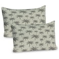thumbnail image 1 of Ambesonne Palm Tree Pillow Sham 2 Pack, Vintage Tropical, 26"x20", Pale Khaki and Dark Grey, 1 of 3