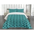 thumbnail image 1 of Ambesonne Palm Tree Quilted Bedspread Set 3 Pcs, Silhouettes on Blue, King Size, Turquoise Black, 1 of 5