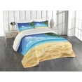 thumbnail image 1 of Ambesonne Palm Tree Quilted Coverlet 3 Pcs, Tropical Leaves Beach, King Size, Cream and Navy Green, 1 of 4