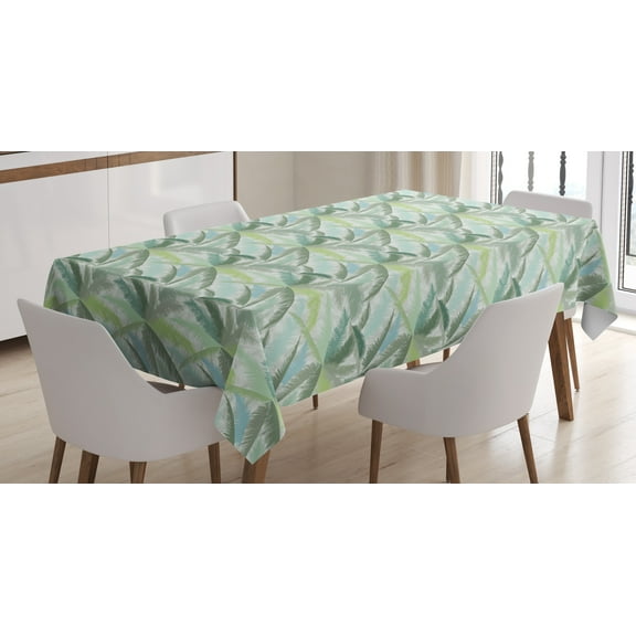 Ambesonne Palm Tree Tablecloth Rectangular Table Cover, Leafy Green Branches, 52"x70", Multicolor