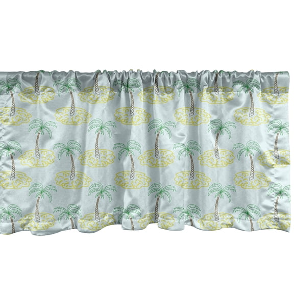 Ambesonne Palm Tree Valance Pack of 2, Summer Time Fun Vibes, 54"X18", Pale Blue Mustard