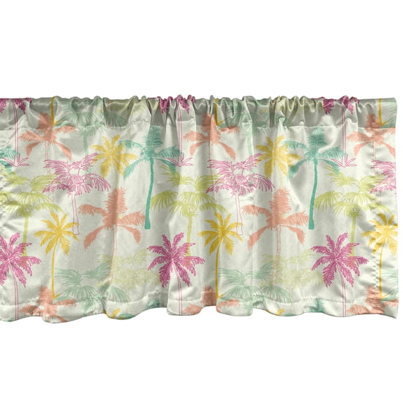 Ambesonne Palm Tree Window Valance, Silhouettes in Color, 54" X 18", Multicolor